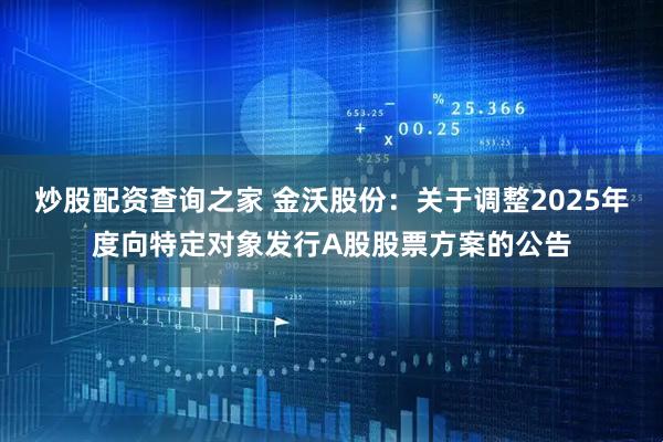 炒股配资查询之家 金沃股份：关于调整2025年度向特定对象发行A股股票方案的公告
